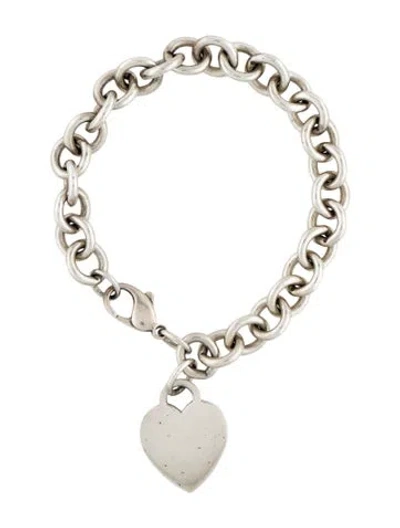 Pre-owned Tiffany & Co Heart Tag Charm Bracelet, 7.25" In Multi