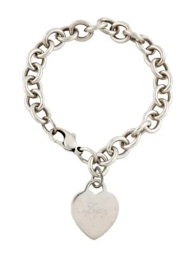 Pre-owned Tiffany & Co Heart Tag Charm Bracelet, 7.25" In Multi