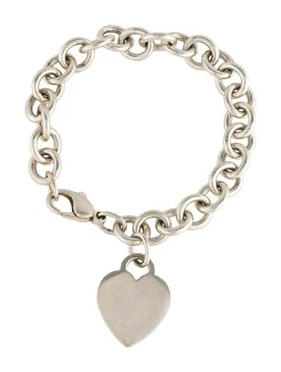Pre-owned Tiffany & Co Heart Tag Charm Bracelet, 7.5" In Multi