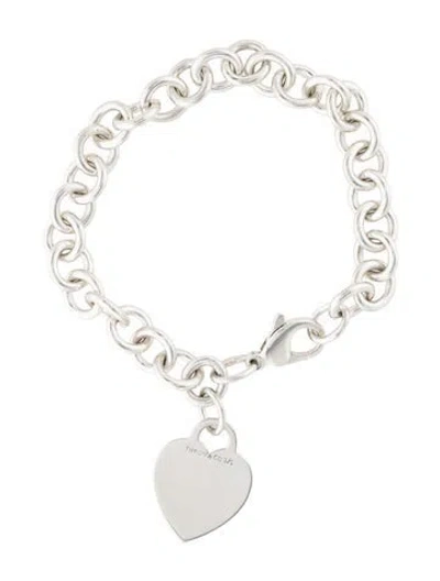 Pre-owned Tiffany & Co Heart Tag Charm Bracelet, 7.5" In Multi