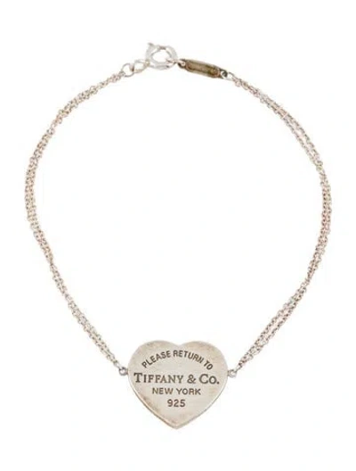 Pre-owned Tiffany & Co Heart Tag Double Chain Bracelet, 6.5" In Multi