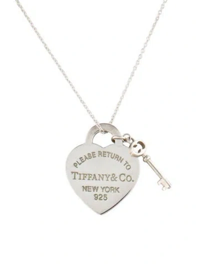 Pre-owned Tiffany & Co Heart Tag Key Pendant Necklace, 16" In Multi