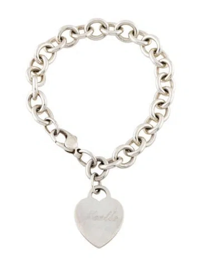 Pre-owned Tiffany & Co Heart Tag Link Bracelet, 6.75" In Multi