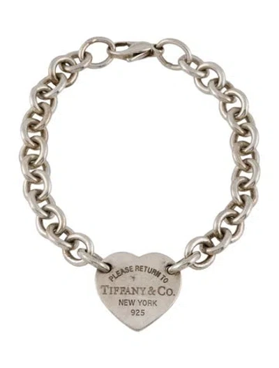 Pre-owned Tiffany & Co Heart Tag Link Bracelet, 7" In Multi