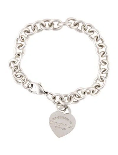 Pre-owned Tiffany & Co Heart Tag Link Bracelet, 7.75" In Multi