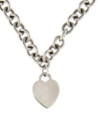Pre-owned Tiffany & Co Heart Tag Necklace, 15.5" In Multi