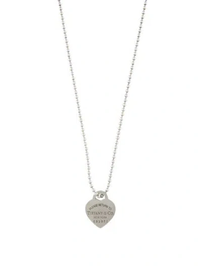 Pre-owned Tiffany & Co Heart Tag Pendant Beaded Chain Necklace, 34" In Multi