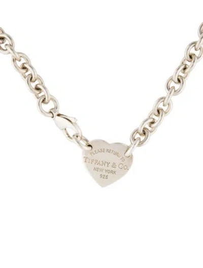 Pre-owned Tiffany & Co Heart Tag Pendant Necklace, 15" In Multi