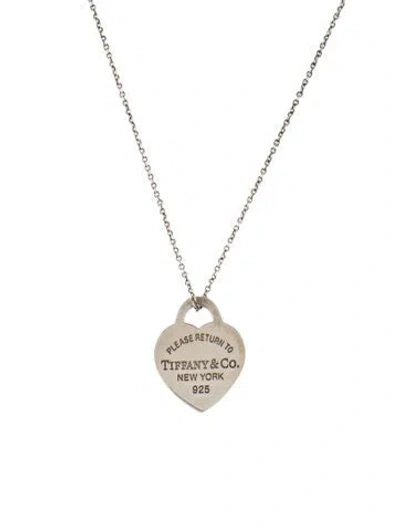 Pre-owned Tiffany & Co Heart Tag Pendant Necklace, 18" In Multi