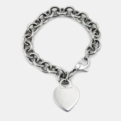 Pre-owned Tiffany & Co Heart Tag Sterling Silver Bracelet