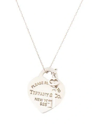 Pre-owned Tiffany & Co Heart Tag With Key Pendant Necklace, 18" In Multicolor