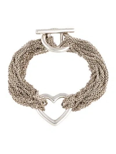 Pre-owned Tiffany & Co Heart Toggle Multistrand Bracelet, 6.25"