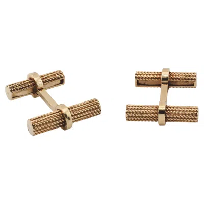 Pre-owned Tiffany & Co . Heavy 18k Yellow Gold Rope Motif Bar Cufflinks