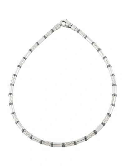 Pre-owned Tiffany & Co Hematite Aztec Zigzag Necklace, 16" In Multi
