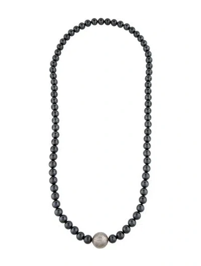 Pre-owned Tiffany & Co Hematite Bead Strand Necklace, 30" In Multi