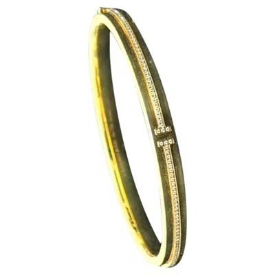 Pre-owned Tiffany & Co . Hinged T-bracelet In 18kt Yellow Gold With Vvs Diamonds
