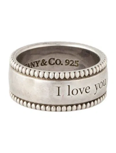 Pre-owned Tiffany & Co 'i Love You' Beaded Wide Band In Multi
