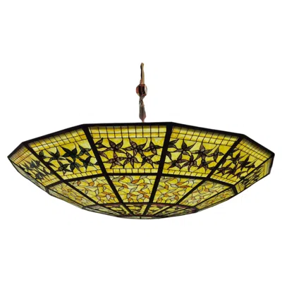 Pre-owned Tiffany & Co Impressive Size Tiffany Style Stained Glass Chandelier, 1990s In Brown
