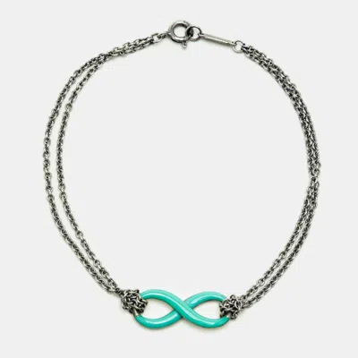 Pre-owned Tiffany & Co Infinity Blue Enamel Sterling Silver Bracelet