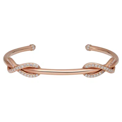 Pre-owned Tiffany & Co . Infinity Double Diamond Cuff Bracelet 18k Rose Gold 0.65cttw In Red