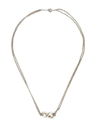 Pre-owned Tiffany & Co Infinity Double Strand Pendant Necklace, 16" In Multi