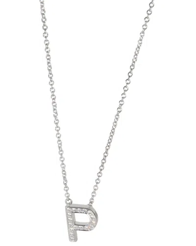 Tiffany & Co . Initial P Platinum 0.17 Ct. Tw. Diamond Necklace (authentic Pre-  Loved) In Metallic