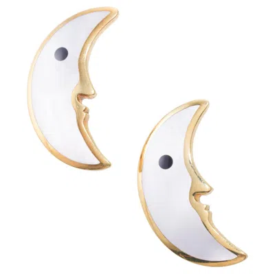 Pre-owned Tiffany & Co Inlay Mother Of Pearl Onyx Gold Half Moon Brooch Set In Black