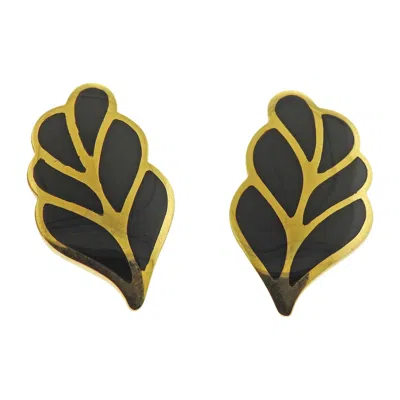 Pre-owned Tiffany & Co Inlay Onyx Gold Earrings In Black