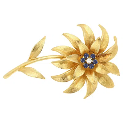 Pre-owned Tiffany & Co Italy Vintage Flower 18k Yellow Gold Brooch Pin