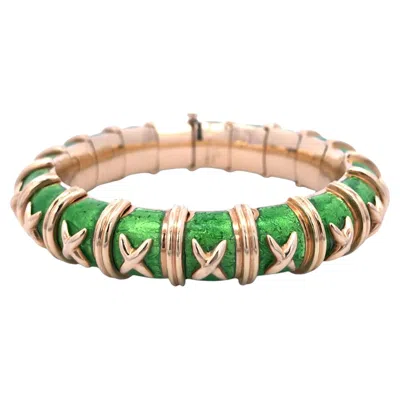 Pre-owned Tiffany & Co . Jean Schlumberger 18k Gold Enamel Bangle, Mid 20th C. In Multiple
