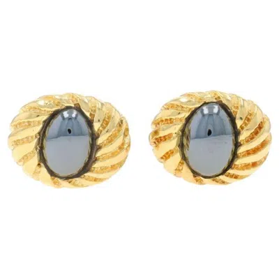 Pre-owned Tiffany & Co . Jean Schlumberger Hematite Men's Cufflinks - Yellow Gold 18k