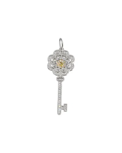 Tiffany & Co . Key Collection 18k & Platinum 0.42 Ct. Tw. Diamond Pendant (authentic Pre-loved) In Metallic