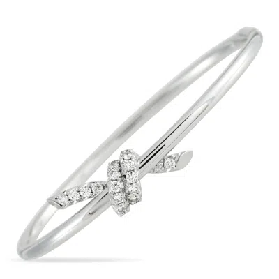 Tiffany & Co Knot 18k White Gold 0.79ct Diamond Bangle Bracelet Ti12-040726 In Red
