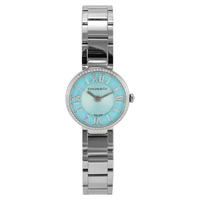 Pre-owned Tiffany & Co Ladies . Blue Atlas 2-hand 24mm 62867485 Diamond Steel Quartz Watch