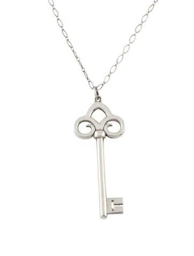 Pre-owned Tiffany & Co Large Fleur De Lis Key Pendant Necklace, 20" In Multi
