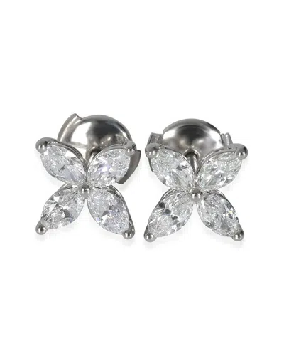 Tiffany & Co . Large Model Victoria Platinum 3.24 Ct. Tw. Diamond Earrings (authentic Pre-loved) In Metallic