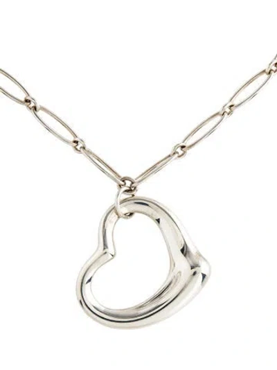 Pre-owned Tiffany & Co Large Open Heart Pendant Necklace, 16.5" In Multi