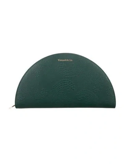 Pre-owned Tiffany & Co Leather Animal Print Pouch In Green