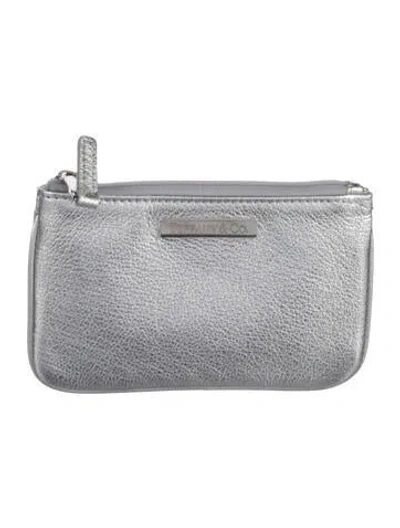 Pre-owned Tiffany & Co Leather Coin Pouch In Silver