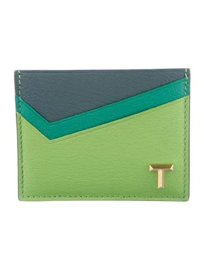 Pre-owned Tiffany & Co Leather Colorblock Pattern Wallet In Green