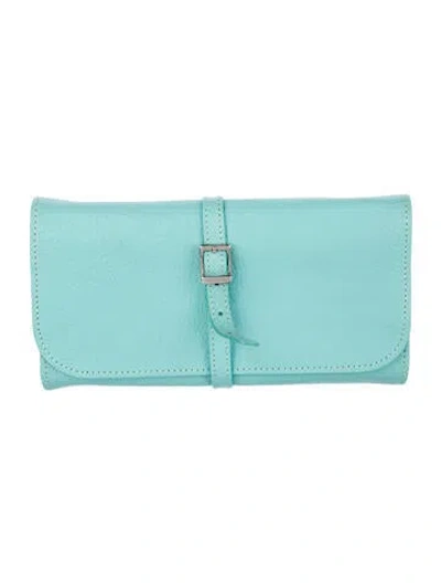 Pre-owned Tiffany & Co Leather Continental Wallet In Blue