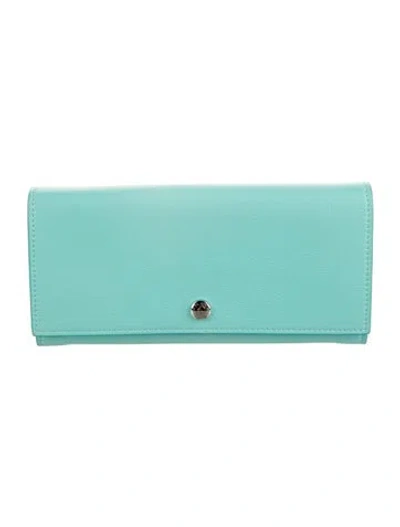 Pre-owned Tiffany & Co Leather Continental Wallet In Blue