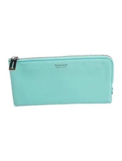 Pre-owned Tiffany & Co Leather Continental Wallet In Blue