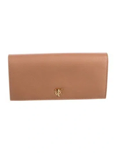 Pre-owned Tiffany & Co Leather Continental Wallet In Brown
