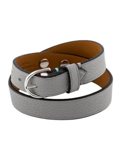 Pre-owned Tiffany & Co Leather Double Wrap Bracelet In Gray