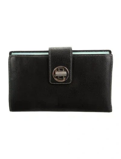 Pre-owned Tiffany & Co Leather French Purse In Black