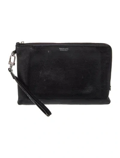 Pre-owned Tiffany & Co Leather Portfolio In Black