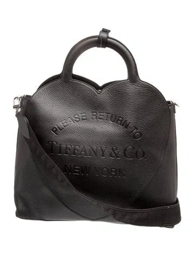 Pre-owned Tiffany & Co Leather Top Handle Bag In Black