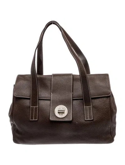 Pre-owned Tiffany & Co Leather Top Handle Bag In Brown