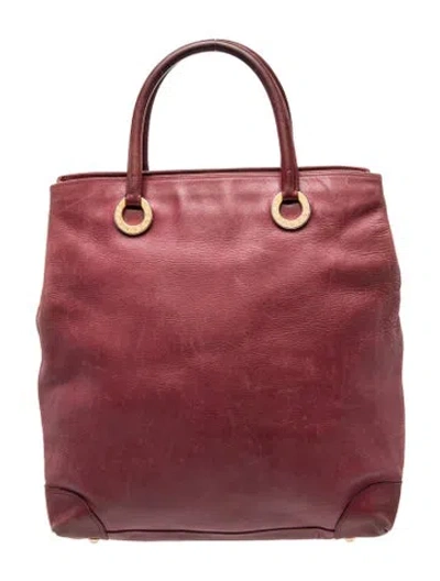 Pre-owned Tiffany & Co Leather Top Handle Bag In Burgundy